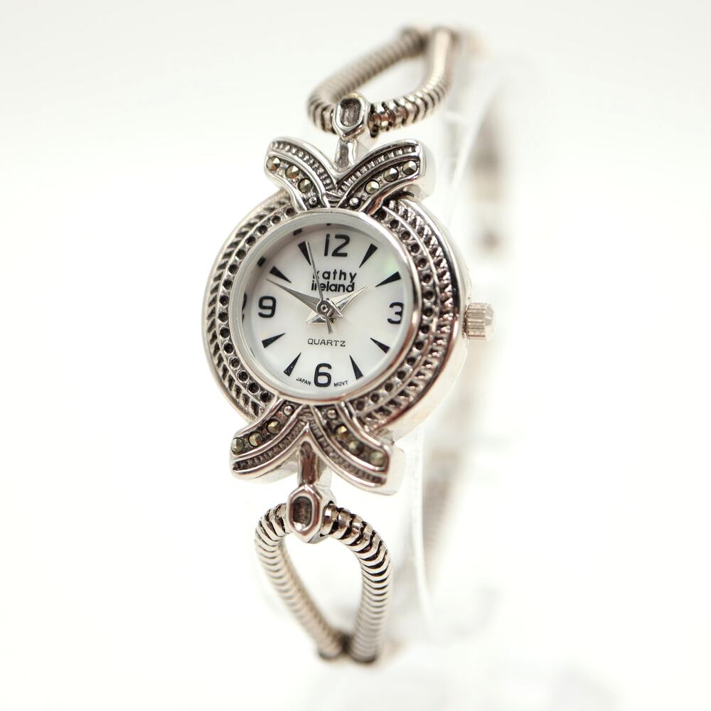 Kathy Ireland Women's Silver Tone MOP Dial Watch 22mm Braid Strap w New Battery